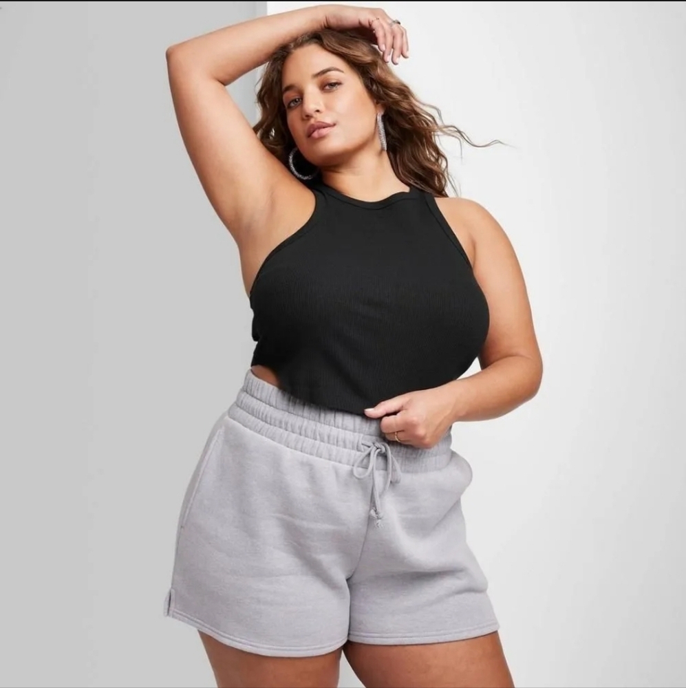2 Tops $8 Wild Fable The Tiny Tank Black Ribbed Top